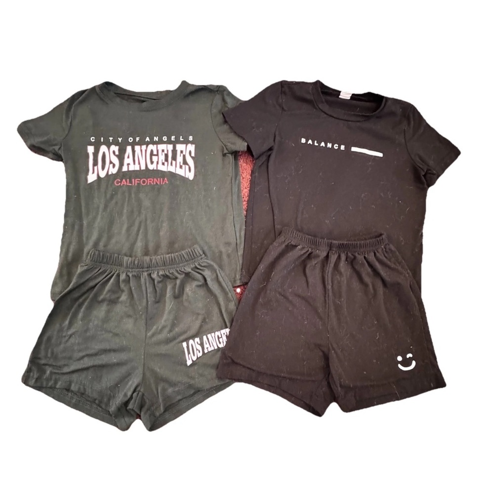 Boys SHEIN Outfits Lot Of 4 Size 4t Black And Green Matching Shorts Shirts